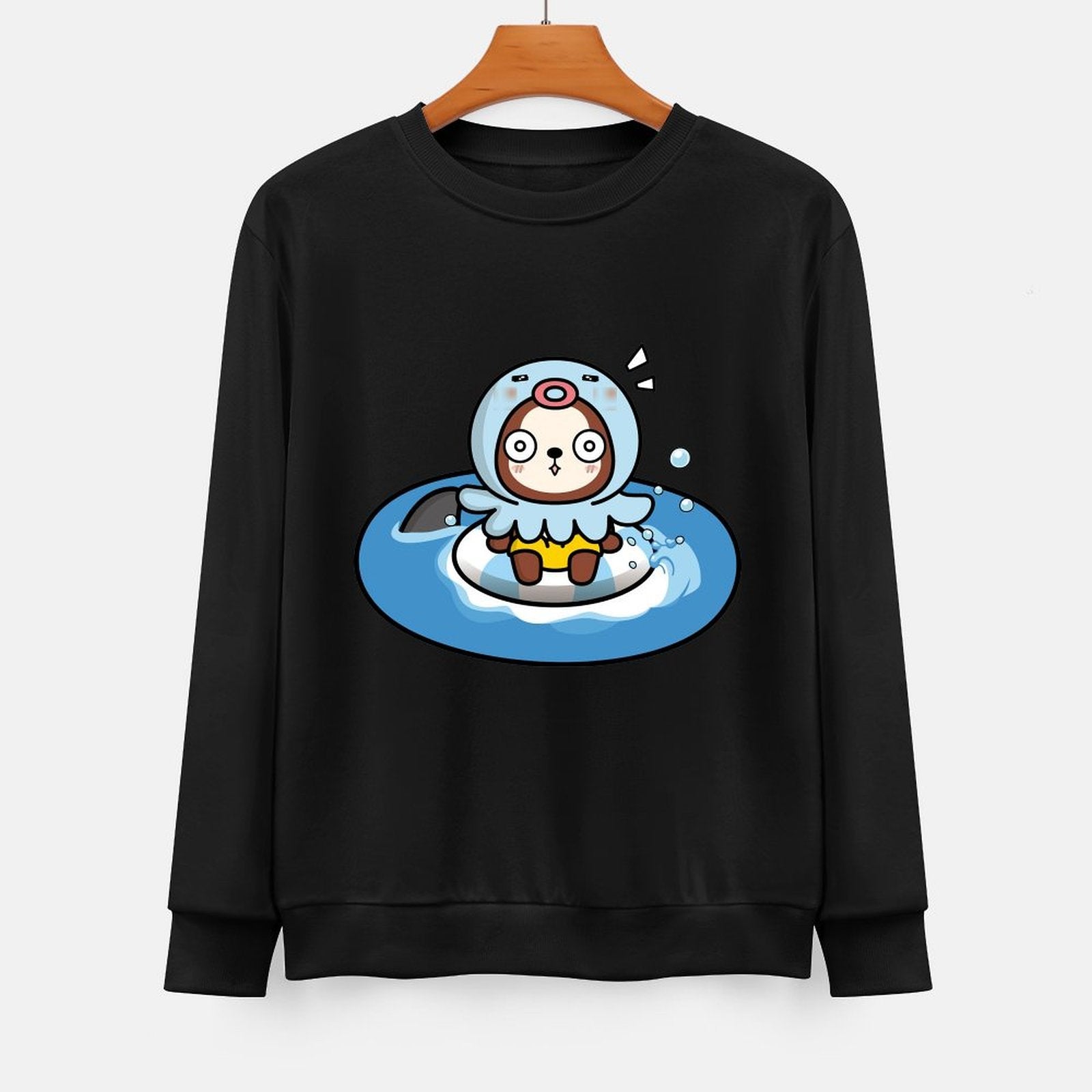 Front Patterned Long Sleeve TopSmooth Crewneck